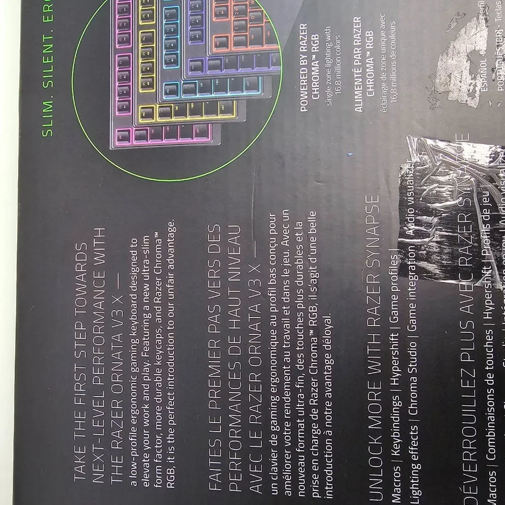 Razer Ornata V3 X Low Profile Gaming Keyboard for PC tested open box complete